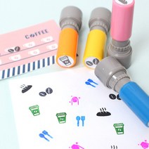 두루디자인 베이직 꼬마 쿠폰 스탬프, 블루(기본), 잉크 빨강