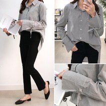 하늘바라기 여성용 아일렛 스트라이프 셔츠