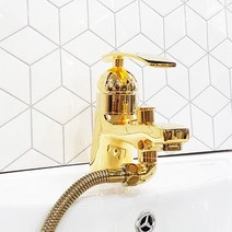 행복한욕실 24K 골드세면 원홀 겸용 샤워수전(금장수전 골드샤워수전), 1개