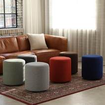 엠하우스 폼폼 패브릭 원형스툴 (6 color), 라이트그레이