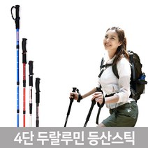 비앤비 산악용 I자형 4단 조절 등산스틱, 블랙