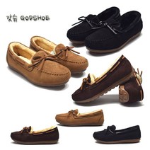 [갓슈] GODSHOE 리본모카신 털단화 플랫슈즈 여성구두 로퍼 방한화 스웨이드구두