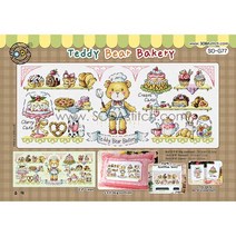 조이십자수 소다 십자수도안 큰도안 쿠션도안 시계도안, 테디베어 베이커리 -[소다-G77]-도안, 1개