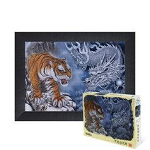 퍼즐피플 동양화 직소퍼즐, 흑룡맹호도 1000P 액자포함(우드블랙), 1000p