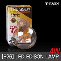 LED에디슨전구 4W 볼타입 E26 (G80) 인테리어 엘이디램프 /THE SSEN, 전구색(노란빛), 1