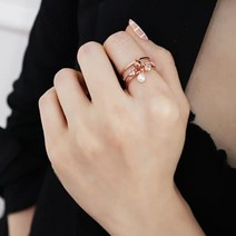 연예인 오픈 반지 무빙 진주 참장식 3줄라인 반지