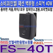 소비코(인켈) FS-40T 패션스피커40W 쵀대80W 로우하이임피던스겸용 강의실 회의실 카페 매장 휘트니스등 사용, FS-40T검정색