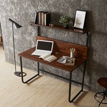 나무뜰 하딘 선반형 철제 책상 1200 CNM014C, 블랙+멀바우