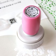 이안 컬러 원형 웨딩스탬프 커플도장 식권도장 웨딩스탬프 식권도장, 핑크, 빨강잉크_C서체