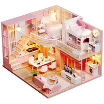 miniyo DIY 미니어처하우스 만들기 취미생활 선물추천 오르골 한글설명서, 핑크엔젤하우스