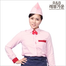 레뷰가운 여자 핑크 블라우스 식당 홀서빙 패스트푸드 SE18