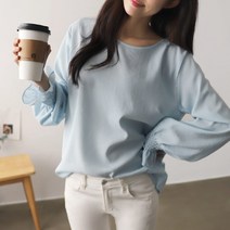 chicme 시크미 여성 소매 프릴 면 쉬폰 스트라이프 블라우스 셔츠 봄신상