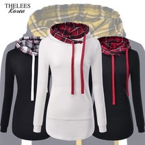 THELEES NKWH960_여성 체크포인트 후드 티셔츠