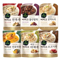 비비고 죽 6종 단호박죽450g + 전복죽450g 소고기죽450g 버섯야채죽450g 통단팥죽280g 누룽지닭백숙죽280g, 세트, 1