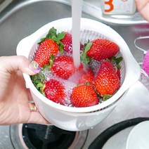 믹싱볼 채반 바구니 세트 화이트 지름17cm 야채 쌈채소 과일볼