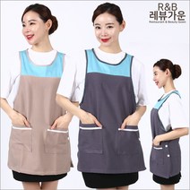 레뷰가운 LA79 원피스앞치마 요양보호사 부녀회 카페 앞치마, LA79 베이지+하늘M, 1개