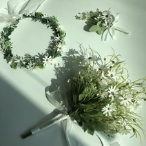 Fondant flower 데이지 3종 set (부케 화관 부토니에), 화이트