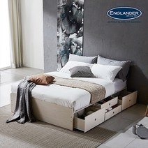 잉글랜더 아이비 헤드리스 4단 멀티 수납 침대(DH 7존 라텍스 독립스프링-퀸), 워시화이트+워시화이트