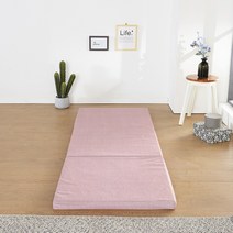 미라클침구 3단 접이식매트리스 마블스폰지, 인디핑크(세미마이크로)+방수커버