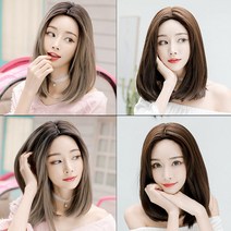 [해외][칠월의황후] 가르마 미디엄 직모 가발, 네츄럴애쉬그레이