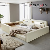 세진침대 코코 LED 수납 범퍼형 패밀리침대, 9-4.코코 범퍼형 패밀리침대+솔리드7존40T_아이보리
