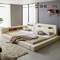 세진침대 코코 LED 수납 오픈형 패밀리침대, 7-3.코코 오픈형 패밀리침대+솔리드독립_아이보리
