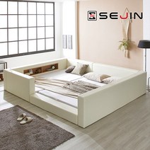 세진침대 마카롱 모던 수납 범퍼형 패밀리침대, 3-2.마카롱 범퍼형 패밀리침대+솔리드본넬_아이보리