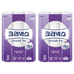 크리넥스 3겹 순수 소프트 쿠션 롤화장지, 30m, 30개입, 2개