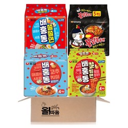 멀티라면 4종 각 1봉씩 11호 (농심 배홍동 쫄쫄면+배홍동 칼빔면+배홍동 비빔면+삼양 불닭볶음면), 1세트