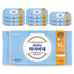 마이비데 크리넥스 클린케어 엑스라지 화장실용 물티슈 캡형, 123g, 40매, 9개