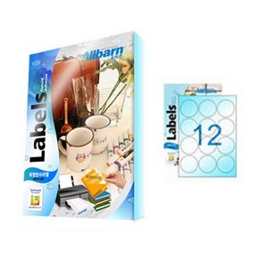 [올바른] 투명방수라벨 (레이저용) -(원형12칸), 12칸, 25개