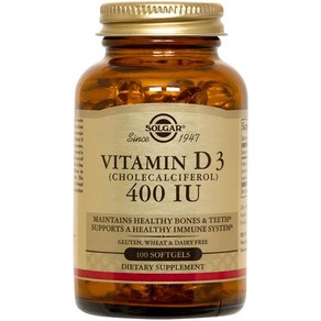 솔가 비타민 D3 콜레칼시페롤 400IU 글루텐 프리 무설탕 소프트젤, 1개, 100정