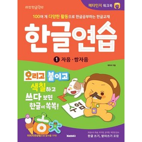 한글연습 1: 자음·쌍자음:100여 개 다양한 활동으로 한글공부하는 한글교재 메타인지 워크북, 어린이 한글 학습 만화책, 재미씨