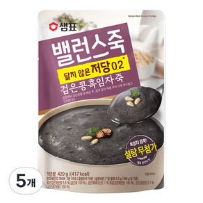 밸런스죽 샘표 검은콩흑임자죽, 420g, 5개