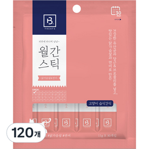 브리더랩 고양이 하루에 하나씩 월간스틱 짜먹는 간식, 혼합맛(닭가슴살/연어), 330g, 4개