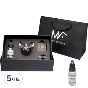 엠퓨처 불독 차량용 방향제 스페이스그레이 + 클린코튼오일 15ml 2p + 선물 쇼핑백 대표, 5세트, 파우더/비누향