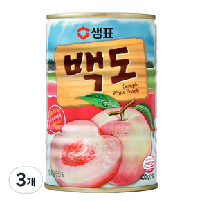 샘표 백도 통조림, 400g, 3개