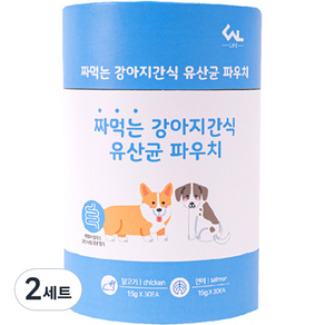 씨엔앨 라이프 짜먹는 강아지간식 파우치 영양제 닭고기 30p + 연어 30p