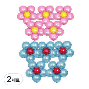 파티쇼 플라워 은박 풍선 핑크 5p + 라이트블루 5p, 혼합 색상, 2세트