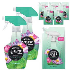 샤프란 꽃담초 섬유탈취제 연꽃향 본품 400ml 2p + 리필 320ml 6p, 1세트