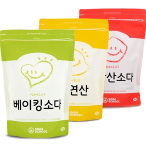 소다스쿨 베이킹소다1kg + 구연산1kg + 과탄산소다1kg 세트, 1세트