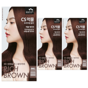 꽃을든남자 CS먹물 프리미엄 헤어 칼라크림 염모제, N5 진한갈색, 3개