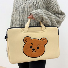 유스몰 PINCH ME BEAR 노트북 가방 손잡이형, Beige, 365 x 255 mm, 1개