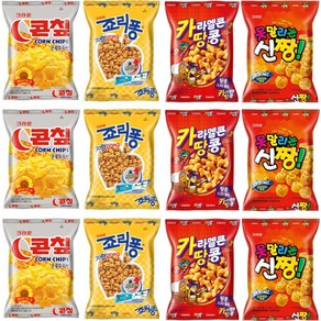 크라운 콘칲 44g x 3p + 카라멜콘 땅콩 46g x 3p + 못말리는 신짱 73g x 3p + 죠리퐁 50g x 3p 세트