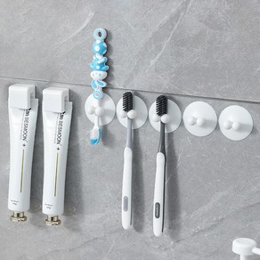 무식이네 공중부양 흡착 칫솔걸이 5p +접착 치약걸이 2p 세트, 화이트, 1개