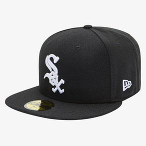 뉴에라 59FIFTY 어센틱 시카고 화이트삭스 MLB 모자, 59.6cm, 블랙, 1개