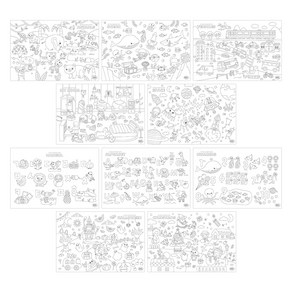 하뚱 컬러링 빅 유아 색칠놀이 포스터 10종 세트, 처음교육