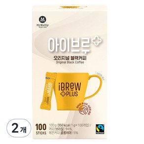 아이브루 플러스 공정무역 오리지널 블랙커피, 1g, 100개입, 2개