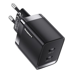 애니포트 Gan PPS 40W 2포트 C타입 초고속 충전기 AP-GAN40W, black, 1개