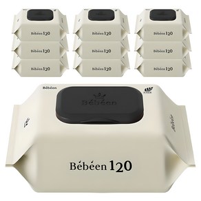 Bebeen 120 엠보싱 대용량 아기물티슈 캡형, 50g, 120매, 10개